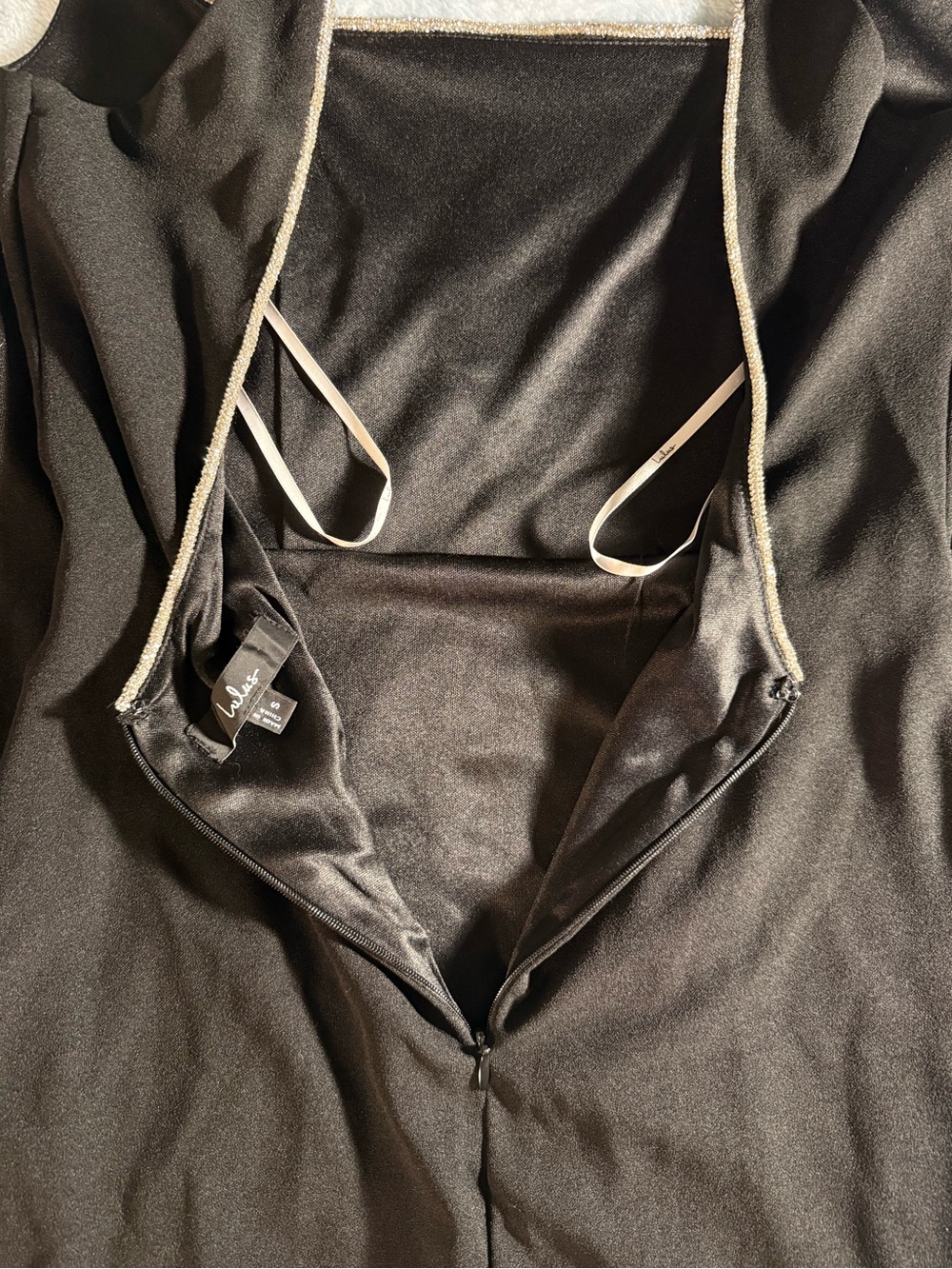 Lulu's Black Maxi Dress with Sparkle neckline Trim - Picture 8 of 11